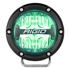 Rigid Industries 360-Series 4in LED Off-Road Drive Beam - RGBW (Pair) with green backlight for offroad lighting and performance upgrades.