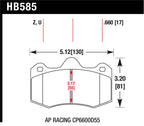 HB585 dimensions for AP Racing CP6600D55 brake pads