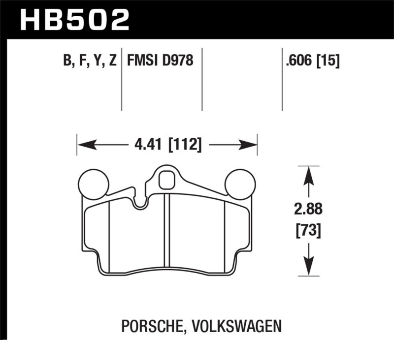 Hawk 2007-2014 Audi Q7 Premium HPS 5.0 Rear Brake Pads diagram
