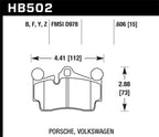 Hawk Porsche / Volkswagen HPS Street Rear Brake Pads diagram