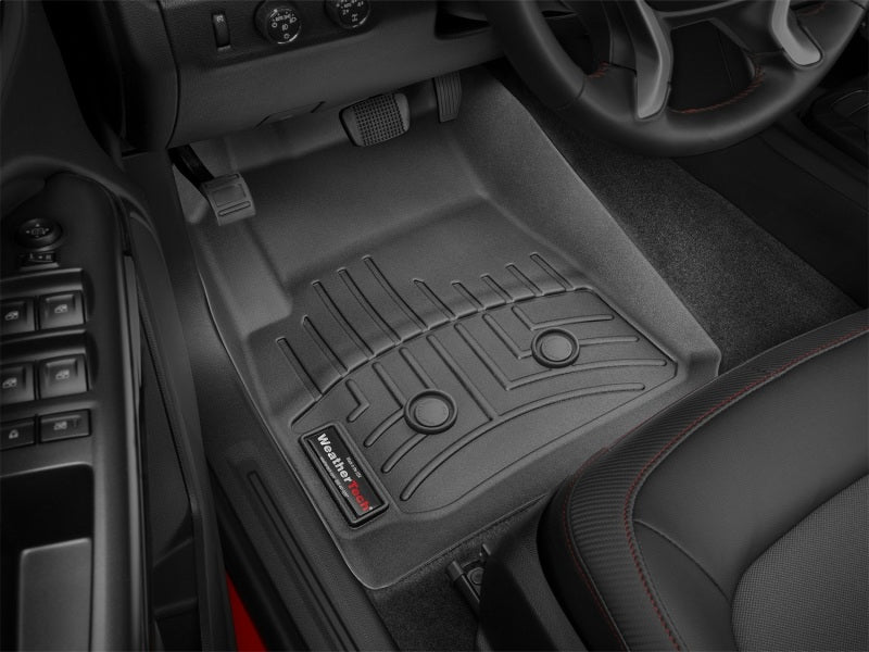 WeatherTech 2015 Chevy Colorado Crew Cab Front FloorLiner - Black installed in truck