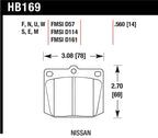 Hawk HPS Street Brake Pads specifications for Nissan vehicles