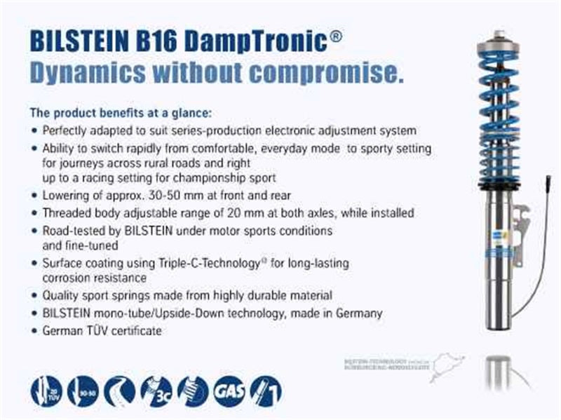 Bilstein B16 (PSS10) 06-10 BMW E60 M5 EDC Performance Suspension System features and benefits overview.