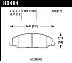 Hawk 05-10 Ford Mustang GT & V6 / 07-08 Shelby GT HPS Street Front Brake Pads dimensions diagram