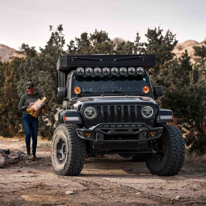 KC HiLiTES Gravity Titan LED 6in. - Pair Pack (Wide-40 Beam) on offroad Jeep Wrangler with accessories.