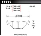 Hawk 1992-1998 BMW 318i HPS 5.0 Rear Brake Pads diagram