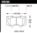 Hawk 10 Lexus GX460 / 03-09 Lexus GX470 / 04-10 4Runner brake pad dimensions