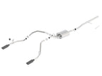 Borla 14 Silv/Sierra C/B Exhaust ATAK 1500 5.3L V8 AT/MT 2&4WD Ext Cab (78.7) WB - Black Chrome exhaust system for performance.