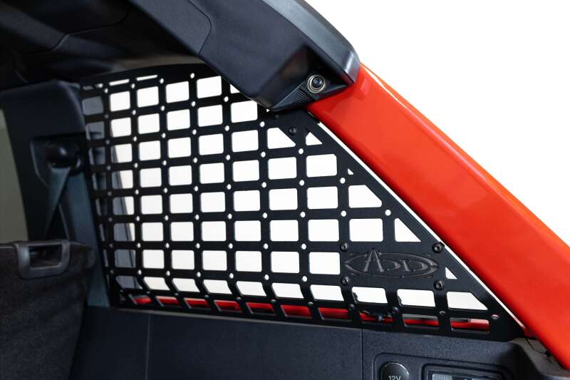 Addictive Desert Designs21-23 Ford Bronco & Bronco Raptor Rear Window Molle Storage Panels installed in vehicle.