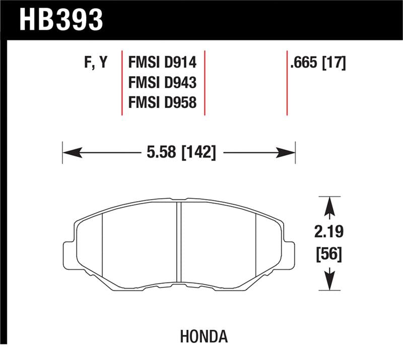 Hawk Acura/Honda HPS Street Front Brake Pads specifications