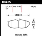 Hawk 05-07 Ford Mustang GT & V6 Performance Ceramic Street Rear Brake Pads dimensions diagram