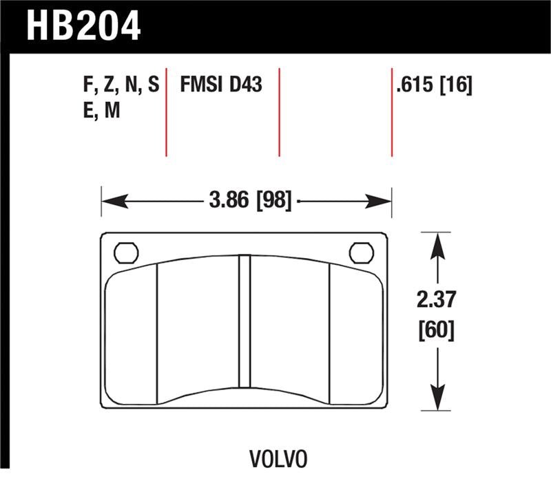 Hawk 90-93 Volvo 240 / 75-89 Volvo 245 HT-10 Race Front Brake Pads Secondary image