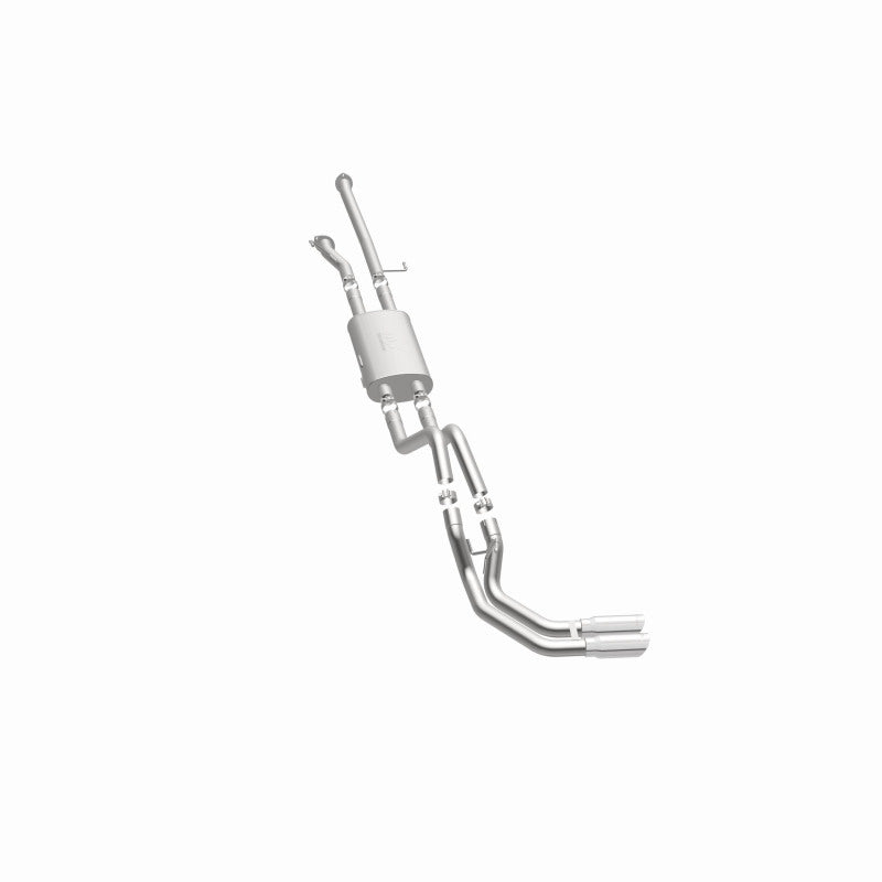 MagnaFlow 14 Toyota Tundra V8 4.6L/5.7L Stainless C/b Exhaust Dual same side pass. rear tire view.
