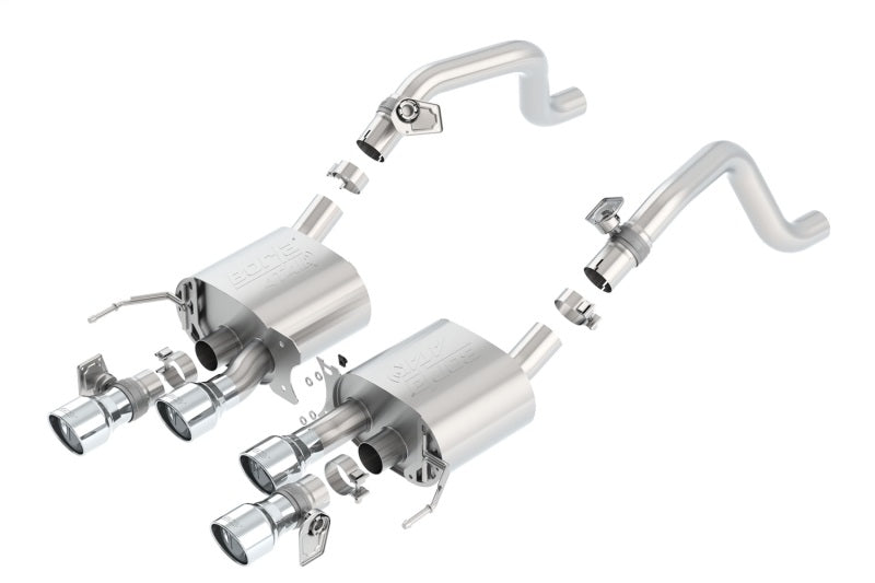 Borla 2014 Chevrolet Corvette C7 6.2L 8cyl ATAK Exhaust w/ NPP Dual Mode (rear section only) components and design.