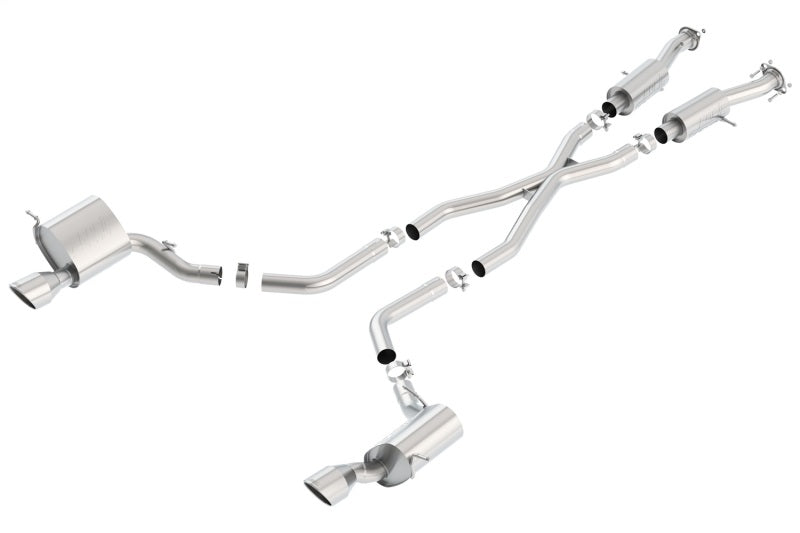 Borla 2015 Jeep Grand Cherokee SRT8 S-Type Dual Round Rolled Exit Catback Exhaust system for offroad performance upgrades.