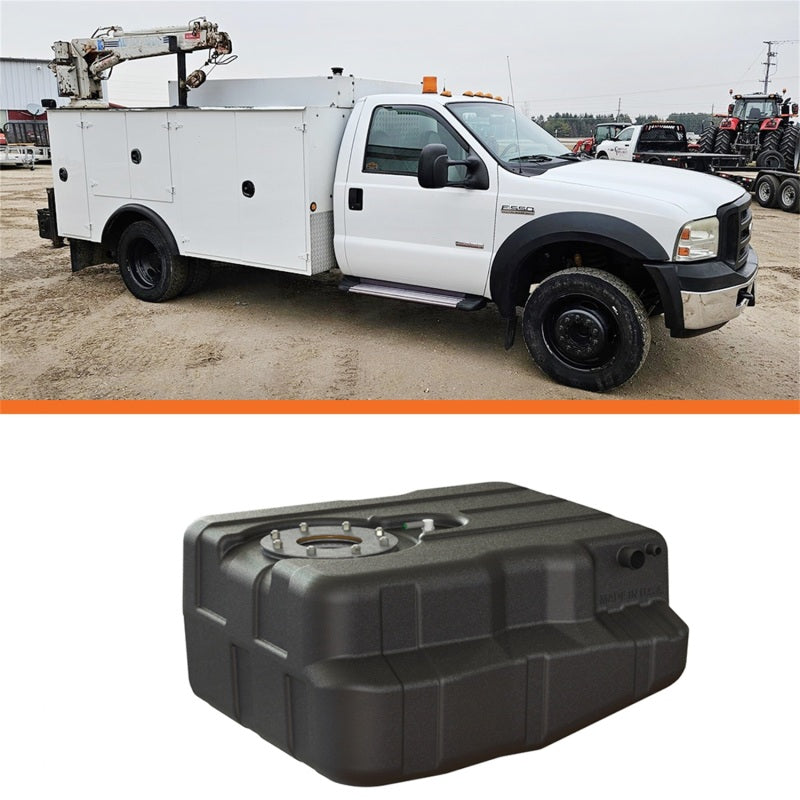Titan Fuel Tanks 99-10 Ford F-350/F-450 Narrow Frame 40 Gallon After-Axle Utility Fuel Tank and vehicle