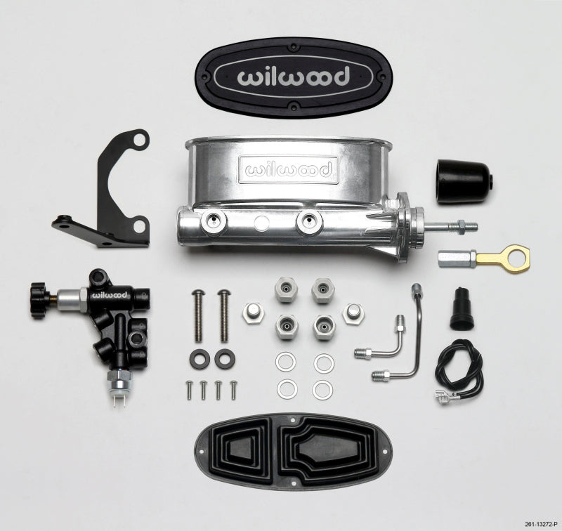 Wilwood HV Tandem M/C Kit w L/H Bracket & Prop Valve - 7/8in Bore Ball Burn.-W/Push Secondary image