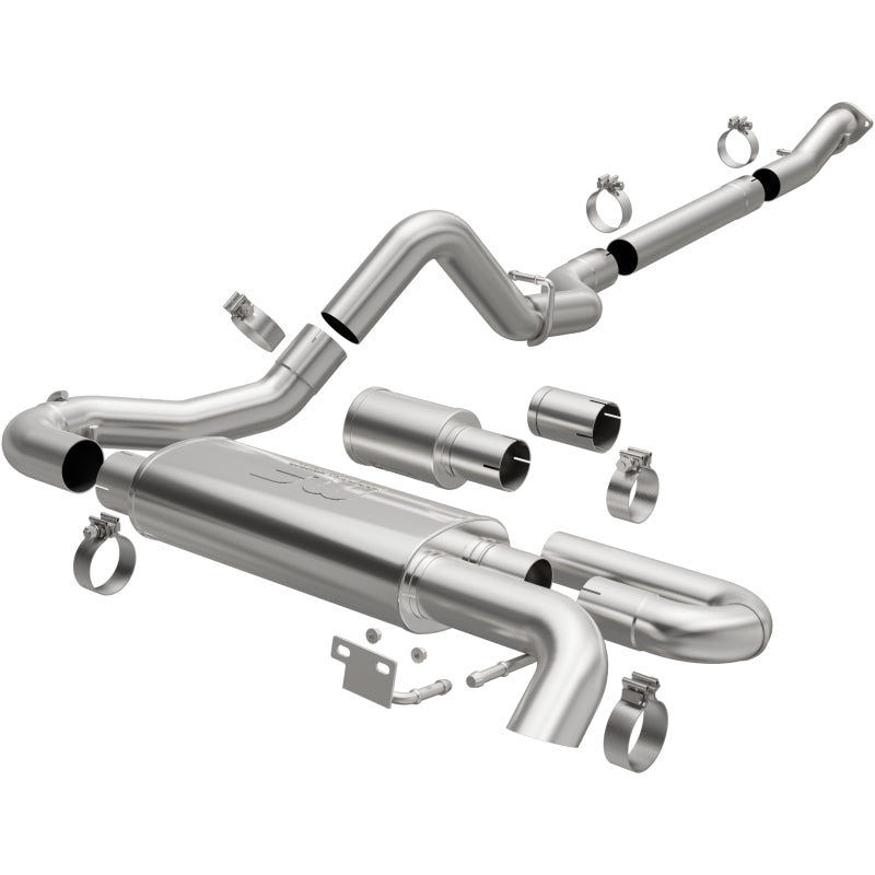 MagnaFlow 2021 Ford Bronco Overland Series Cat-Back Exhaust w/ Single Straight Driver Exit- No Tip components and installation parts.