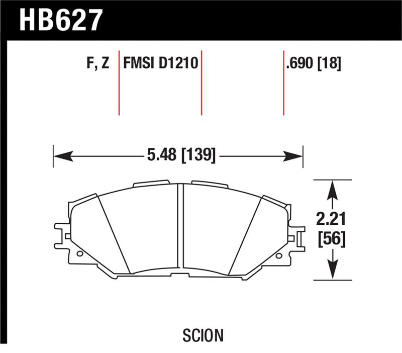 Hawk 08-11 Scion xB / 08-10 Scion xD brake pads specifications