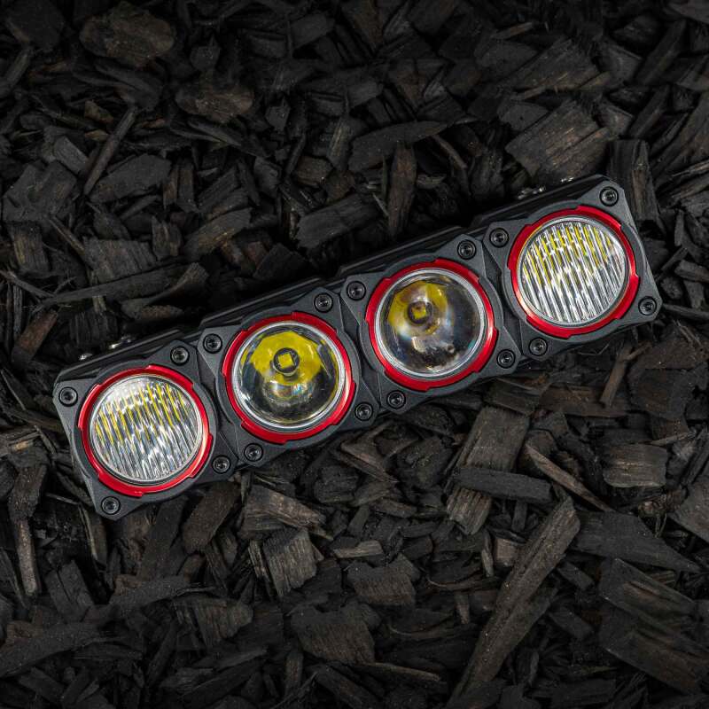 KC HiLiTES FLEX ERA LED Light Bar Bezel Kit for 10in. Segments - Red on black mulch background