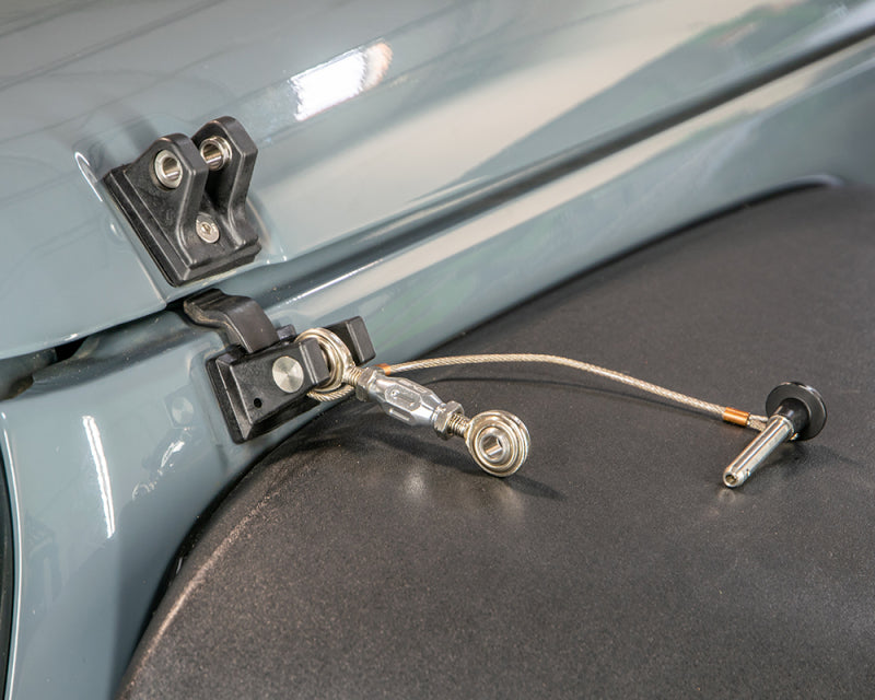 DV8 Offroad 2007-2018 Jeep JK Hood Hold Downs close-up.