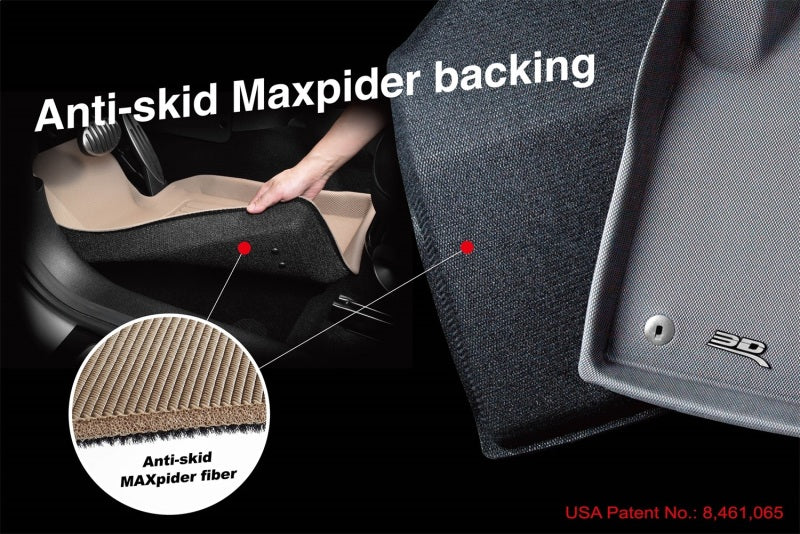 3D MAXpider 16-23 Mazda CX-9 7-Seat Maxtrac Black R1 R2 R3 anti-skid backing and fiber