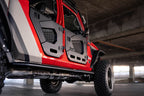DV8 Offroad 18-22 Jeep Wrangler JL/JT Spec Series Half Doors - Rear Set on red Jeep