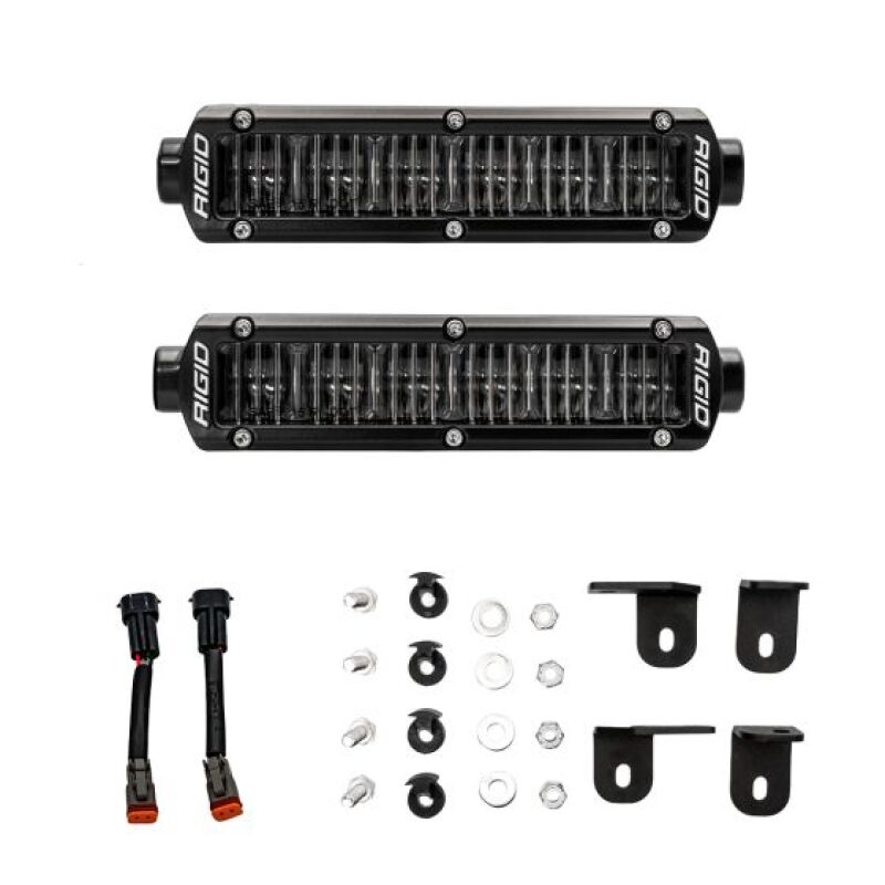 Rigid Industries 2022+ Toyota Tundra 6in SR-Series White Fog Light Kit components with LED lights and installation hardware.