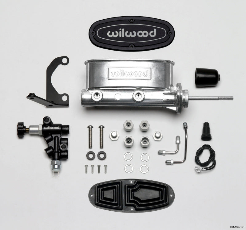 Wilwood HV Tandem M/C Kit w L/H Bracket & Prop Valve - 7/8in Bore Ball Burnished-W/Pushrod Secondary image