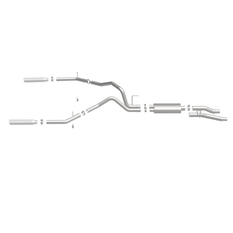 MagnaFlow SYS C/B 09 F-150 EC-CC/SB dual splt exhaust system components showing configuration