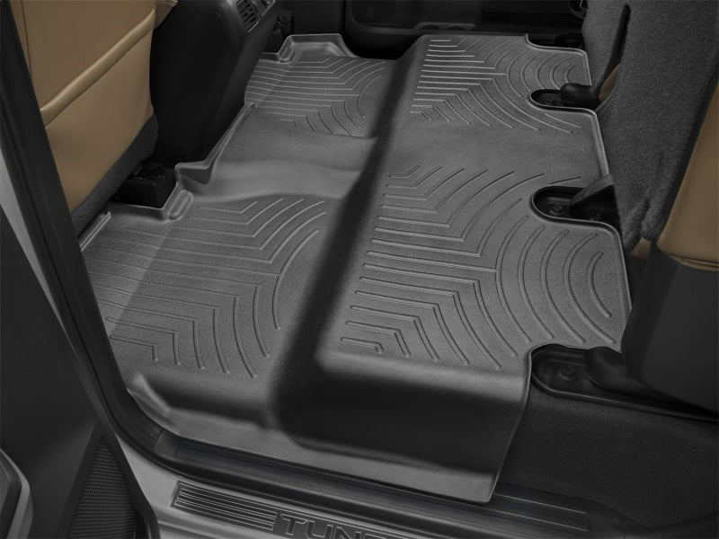 WeatherTech 14+ Toyota Tundra CrewMax Rear FloorLiners - Black for ultimate interior protection.