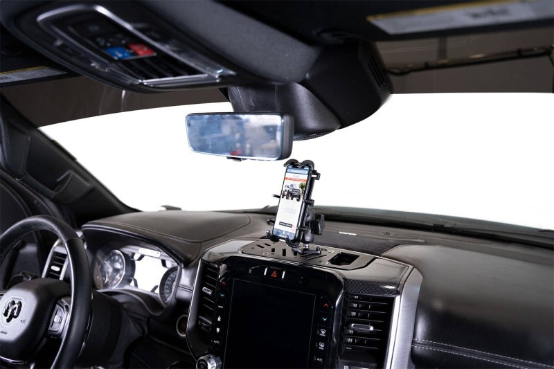 Addictive Desert Designs 21-23 Dodge Ram TRX Digital Device Dash Mount with smartphone holder in truck interior.