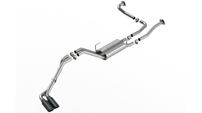 Borla 22-24 Nissan Frontier S-Type Cat Back System - Black Chrome exhaust system for offroad performance upgrades.