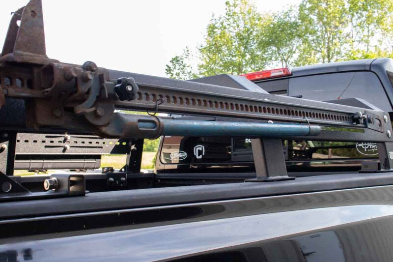 Fishbone Offroad Hi-Lift Jack Mount Kit on truck bed rack