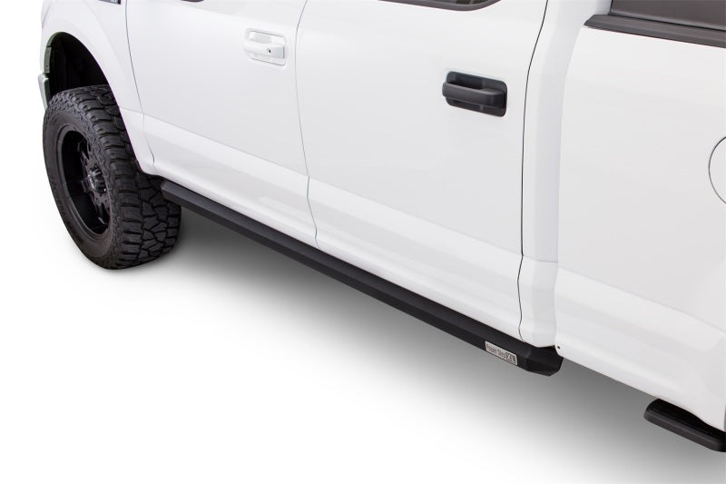 AMP Research 2015-2018 Ford F-150 SuperCrew PowerStep XL - Black on white truck