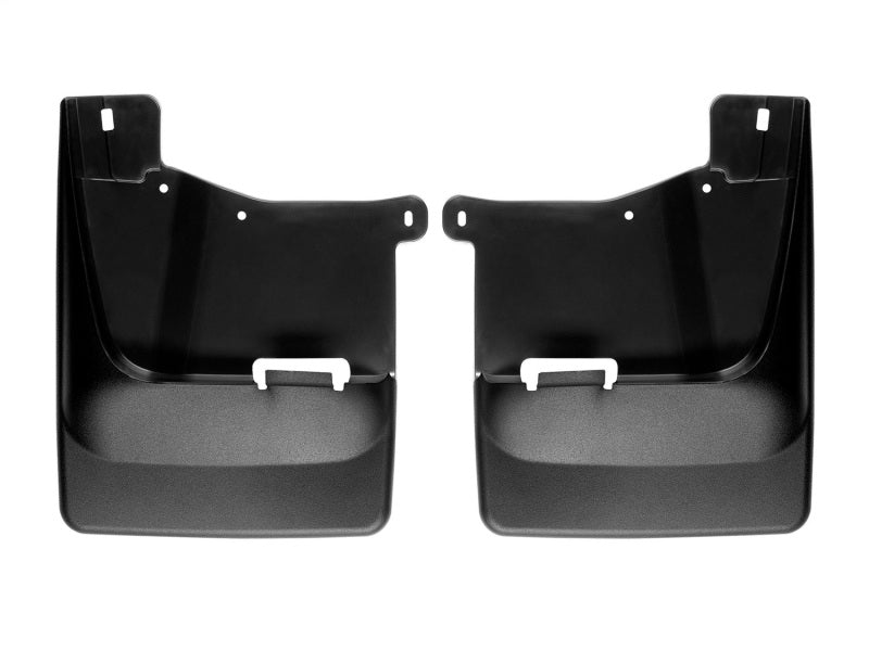 WeatherTech 20-24 Chevrolet Silverado 2500HD/3500HD Front No Drill Mudflaps - Black for offroad vehicles.