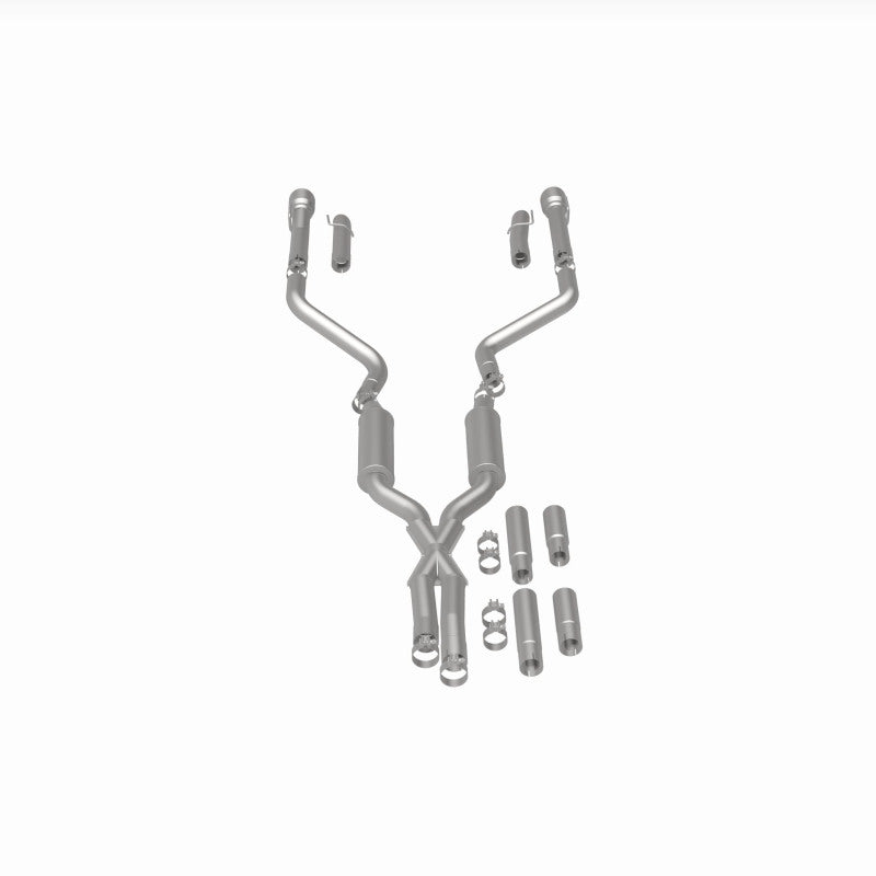MagnaFlow 2017+ Dodge Charger 409 SS Polished 3in Quad Tips Cat-Back Exhaust parts laid out view