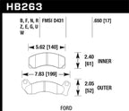 Hawk HPS Street Brake Pads dimensions and specifications diagram