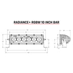 Rigid Industries Radiance+ 10in. RGBW Light Bar dimensions