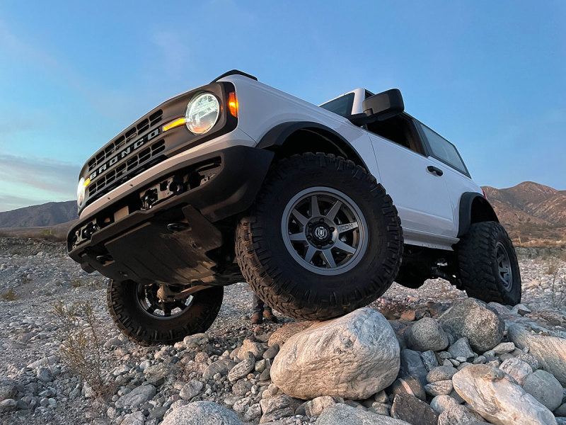 ICON 2021+ Ford Bronco 3in Lift C/O Spacer Kit on rocks