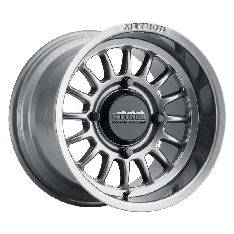Method MR411 Bead Grip 15x7 / 5+2/38mm Offset / 4x156 / 132mm CB Gloss Titanium Wheel Secondary image