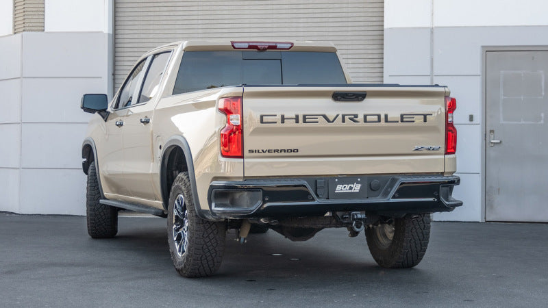 Borla 22-23 Chevrolet Silverado 1500 ZR2 & AT4X 6.2L CC SB 147.5in WB ATAK Cat-Back on offroad truck