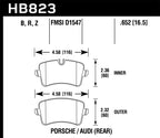 Hawk 11-18 Audi A8 Quattro HPS 5.0 Rear Brake Pads dimensions