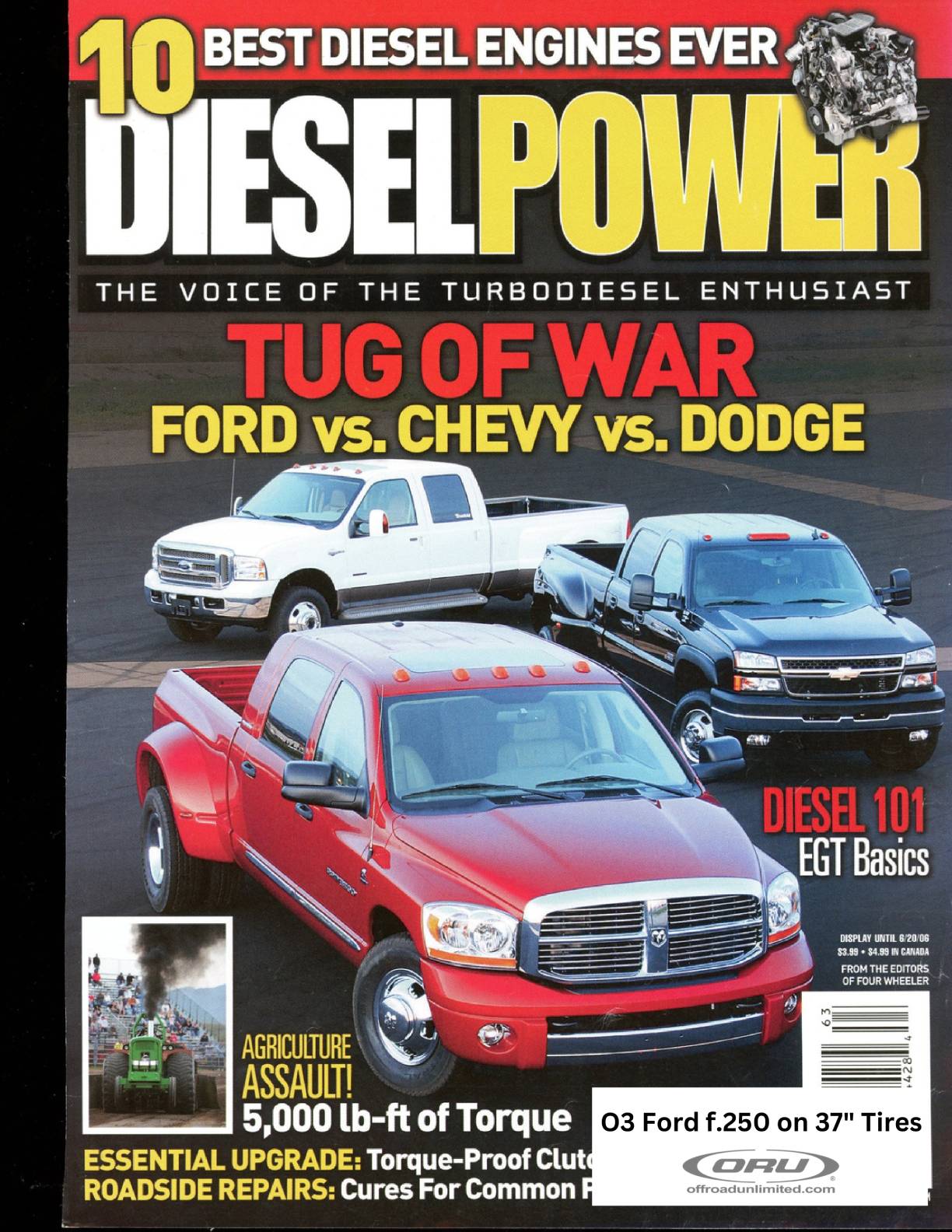 Diesel Power magazine featuring Ford vs. Chevy vs. Dodge trucks.