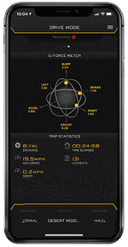 G-force meter and trip statistics on drive mode display