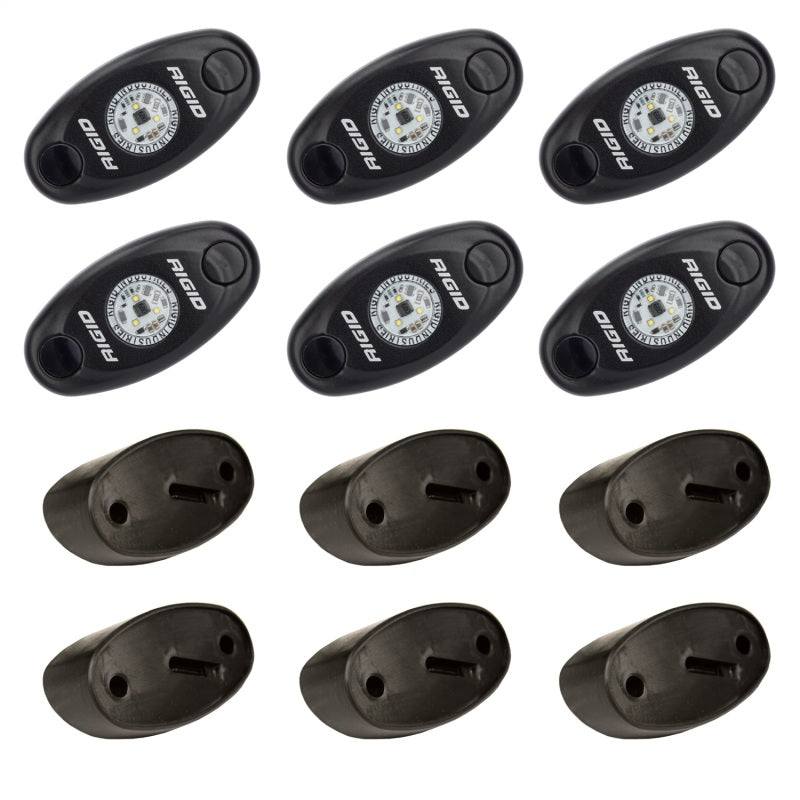 Rigid Industries Rock Light Kit- Blue (6 lights) components