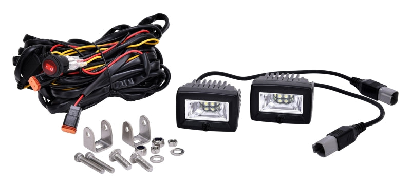 KC HiLiTES C-Series 2in. C2 LED Light 20w Area Flood Beam (Pair Pack System) - Black components layout