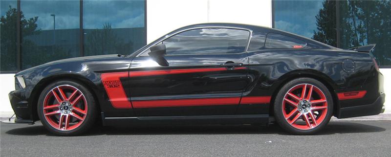 Eibach Sportline Kit for 11 Ford Mustang Convertible 3.7L-V6/5.OL-V8 on a black Mustang with red accents