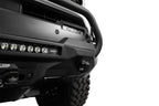 Addictive Desert Designs2024+ Toyota Tacoma Stealth Center Mount Winch Front Bumper w/ Top Hoop with light bar and winch.