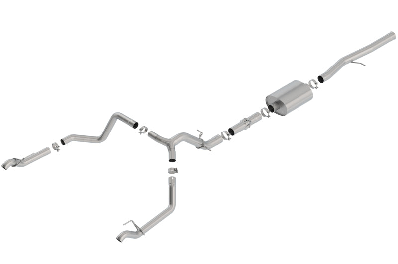 Borla 19 Chevrolet Silverado/GMC Sierra 1500 6.2L SS ATAK Catback Exhaust w/ Factory Tips exhaust system components layout Main image